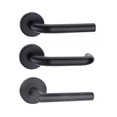 China Modern Black Knurled European Style Door Handle Stainless Steel Interior Door Lever Handle for sale