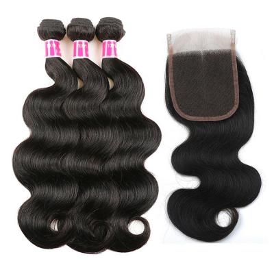 China Natural Brazillian Hair Body Wave 3/4 Bundle With Closure Set for sale