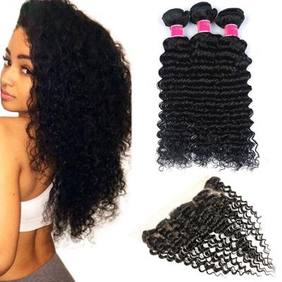 China Wholesale Natural Remy Hair Bundles Deep Curly With Headband for sale