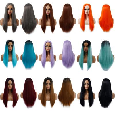 China Synthetic Silky Straight Wave Colored Wig Vendors Headband Kinky Straight Wig for sale