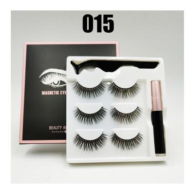 China Soft/Curly/Comfortable/Convenient/Easy To Use Customized Soft Mink Professional Magnetic Eyelash With False Private Label Eyeliner Set Of 3 Pairs Of Magnet Lashes for sale