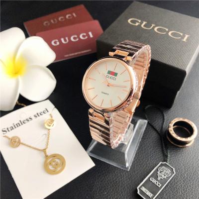 China New fashion unisex three-piece ladies small dial with the same paragraph belt alloy quartz steel watch for sale