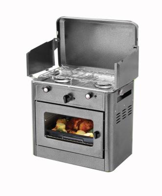 China Adjustable height outdoor camping two-burner stove with oven for sale