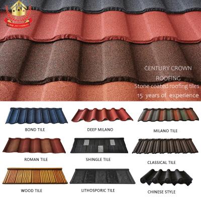 China EUROPEAN metal roofing sheets high quality stone metal coated roof tiles 0.4 0.5mm sheets zinc corrugated roof tile century crown for sale