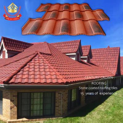 China EUROPEAN Metal Roofing Metal Coated Roof Tiles Price High Quality Stone Sheets 0.5mm Zinc Corrugated Roof Tile Century Crown for sale