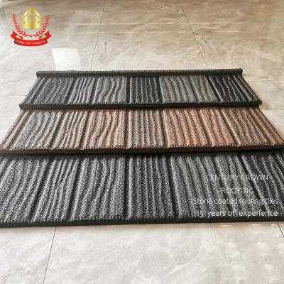 China EUROPEAN Metal Roofing Sheets Price Wood Tile 0.4 0.5mm Metal Stone Coated Roof Tiles Zinc Corrug Roof Tile Century Crown for sale