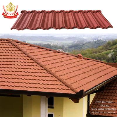 China EUROPEAN Metal Roofing Sheets Prices Classic Tile 0.4 Red Color Stone Coated Roof Tile South Africa Zinc Roofing Materials for sale