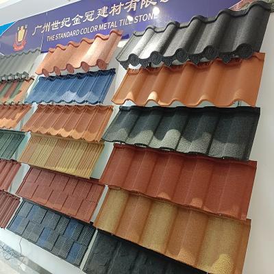 China Roofing Tile 0.4mm Shingle Roof Material Chinese Lightweight 0.5mm Galvalume Stone Coated Roofing Tile Material for sale