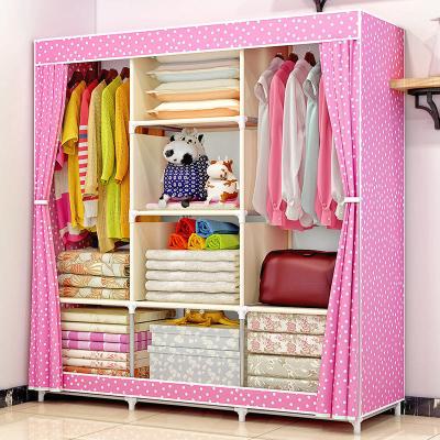 China Almirah (Other) Portable Non Woven Fabric Bedroom Wardrobe Adjustable Cheap Custom Made Cloth Wardrobe for sale