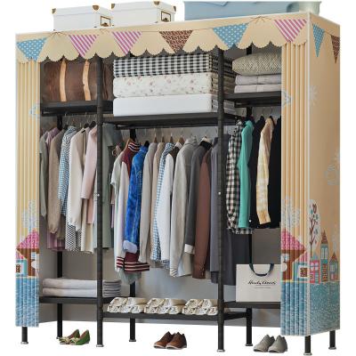 China (Other) factory wholesale adjustable with hook cheap large capacity fabric wardrobe clothes storage cabinet for sale