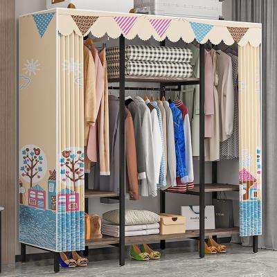 China (Other) China Factory Adjustable Thickened MDF Board Fabric Custom Organizer Modern Wardrobe For Bedroom Closet Systems for sale