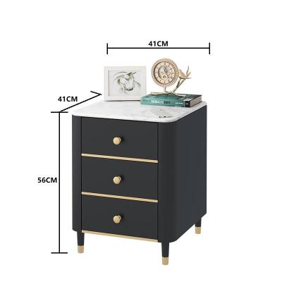 China (Other) 2023 Newly Nordic Simple Black Delicate Design Style Square Nightstand Adjustable Side Table Drawers For Bedroom for sale