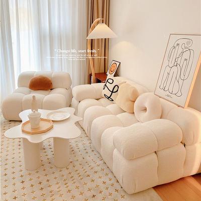 China Other Wholesale Cream Square Wind Combination Sofa Module Sofa Family Factory Family Cashmere White Living Room Sofa for sale