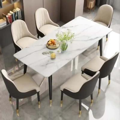 China Luxury Dining Table (Other) Apartment Adjustable Nordic Marble Postmodern Minimalist Marble Light Postmodern Homestay Dining Table Household Combination Dining Table for sale