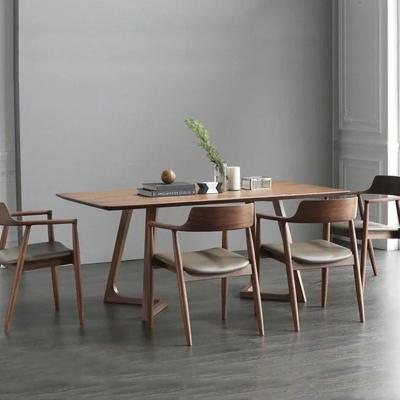 China (Other) Custom Solid Wood Simple Rectangular Dining Table Chairs Adjustable Home Dining Room for sale