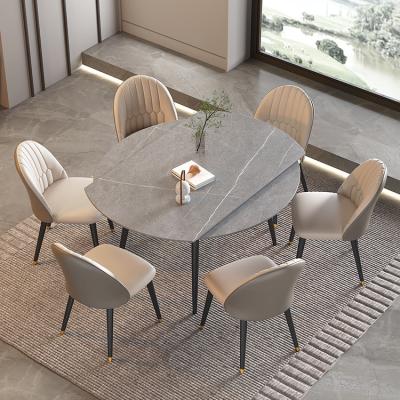 China Household dining table small folding simple modern retractable family adjustable double function variable round (the other) rock table for sale