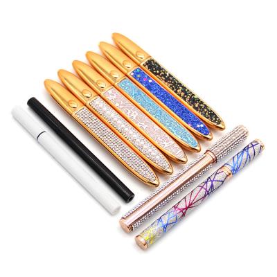 China Waterproof magnetic eyelash eyeliner set logo gold and mini lashglue pen brown liquid waterproof eyeliner with eyeliner glue pen magic for sale