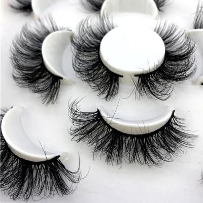 China Feather 5 Pairs 25mm 3d Mink Lashes Bulk Faux with Natural Tapered Natural False Eyelashes Mink Lashes Pack Short Custom Box Wholesales for sale