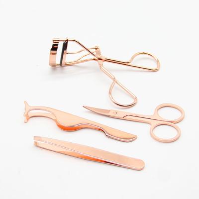 China Electric Eyebrow Trimmer False Eyelash Scissor Hair Curler PASSIONATE Kit Rose Gold Gold Color 8D Mink Fur Strip Eyelash Eyebrow for sale