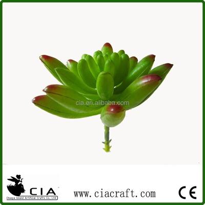 China Small Plastic Potted Artificial Succulent Plant Pick In Green With Red Tip for sale