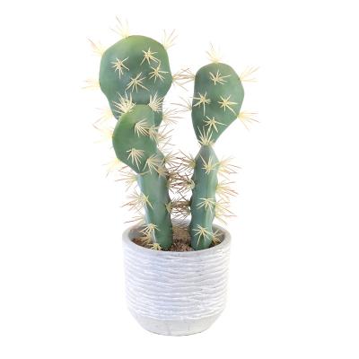 China Wholesale High Quality Plastic Fake Cacti Artificial Cactus Bonsai Trees With Cement Pot For Garden Decor for sale