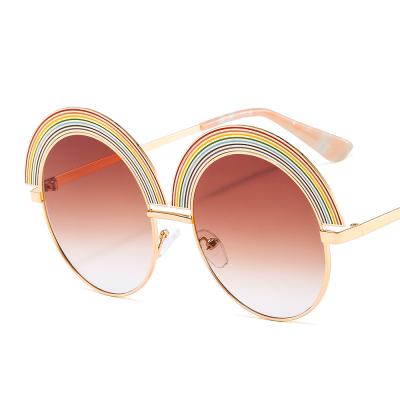 China 2021 new fashion sunglasses metal rainbow frame big round frame women's fashionable 2021 sunglasses sunglasses for sale