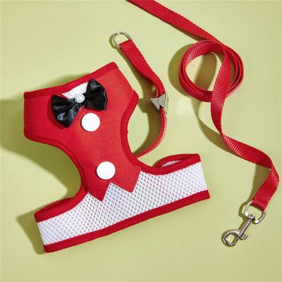 China Custom Bow Stocked Mesh Cat Harness Leash Set Breathable Factory Novelty No Pull Small Dog Harness Vest Pet Harnesses for sale