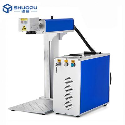 China Air-cooled Shuopu Split Desktop Portable Type 20w 30w 50w Fiber CO2 Laser Marking Machine For Metal Plastic for sale