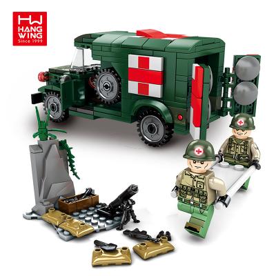 China DIY Building Brick 262Pcs Amecica Educational Toys Sets Build Kids Blocks USA Military Kit Toy Ambulance Building Block for sale