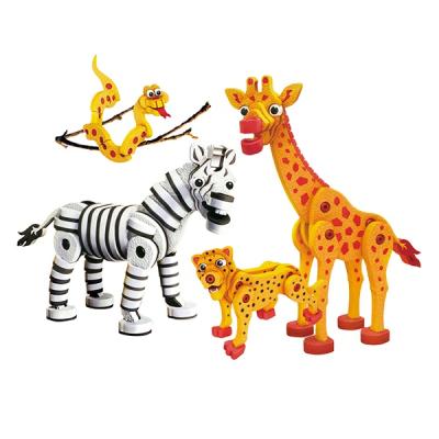 China Intelligence DIY Carton Packing Tiger Giraffe Animal Building Blocks 350 PCS in Color Box Gift Toys for Children 68*57*55cm for sale