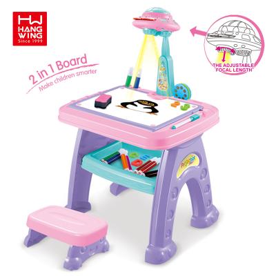 China Multifunctional Plastic Kids Projector Drawing Board Table Educationally Sets Painting Learning Table For Children for sale