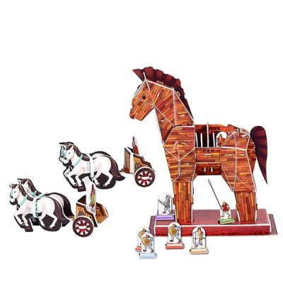 China Cartoon Toy Educational Kid's DIY Horse Cardboard 3d Puzzle Animal for sale