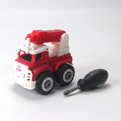 China Wholesale Children's Slide Car Toys Red DIY Fire Engine Learning Educational Toys With With Screwdriver for sale