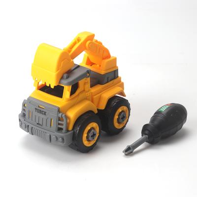 China Yellow Slide Baby Truck Small Plastic Engineering DIY Toys Car Children Play Car With Screwdriver for sale