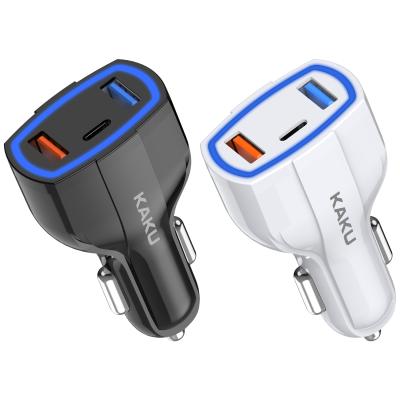 China KAKU KSC-485 Mobile Phone Car Charging Accessories Dual USB Car Charger Adapter QC3.0 Dual USB+Type-C Car Charger for sale