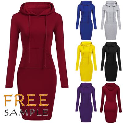 China 2021 Winter Women Wear New Fashion Solid Color Hoodie Dress Viable Women Dress Casual Outfits for sale