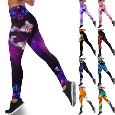 China Dropshipping Fashion Breathable Butterfly Print Tight Yoga Pants Fitness And Yoga Wear Tracksuits for sale