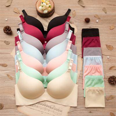 China Wholesale Hot Selling QUICK DRY Beaded Bra Without Ring Gathering Women Bra Steel Push Up Bra Panty Set for sale