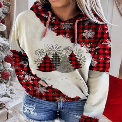 China Custom Splice Hoodie Women's Streetwear Print Fashion Anti-pilling Christmas Hoodies for sale