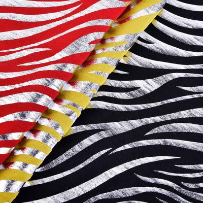 China Hot Sustainable Africa Somalia 2023 Foil Print CEY Custom Design Stripe Pattern Silver Metallic Plain Polyester Fabric for sale