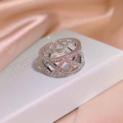 China KYRA01470 Jewelry Trendy Fashion Beauty Shape Shine Zircon String Innovative Geometric Charm Ring For Women for sale