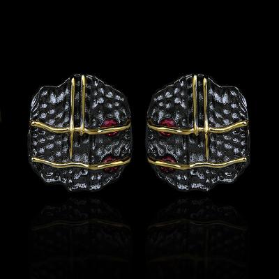 China KYED0675 FASHIONABLE Retro Designs Geometric Shape Antique Gold Plated Zircon Stud Earrings For Women for sale