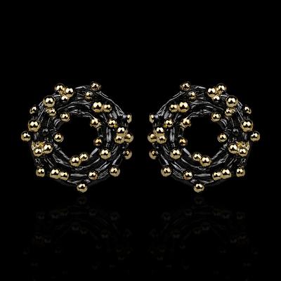 China TRENDY antique designs KYED0648 fashion shiny women's earrings exaggerated party jewelry flower earrings for women for sale