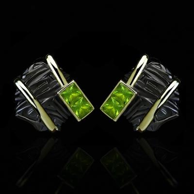 China Trendy luxury simple rhodium black green zircon women's jewelry KYED0535 retro ladies earrings stud earrings for women for sale