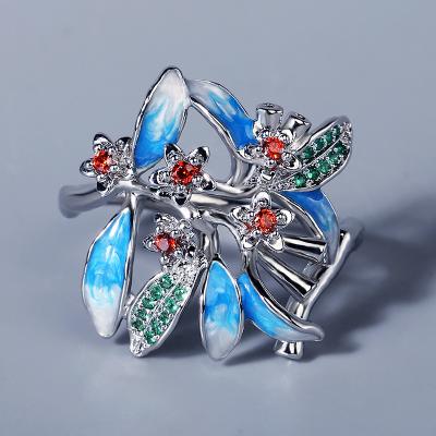 China Manufacturer Direct Selling KYRA01272 TRENDY Flower Shape Platinum Plated Ring For Women for sale