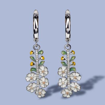 China Wholesale KYED0518 TRENDY High Quality Flower Shape Small 3A Zircon Enamel Stud Earrings For Women for sale