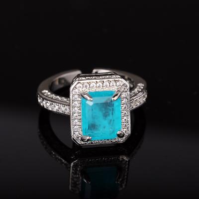 China Fine Jewelry KYRA01539 Beautiful Trendy Elegant Vintage Brilliant Paraiba Wedding Engagement Rings For Women for sale