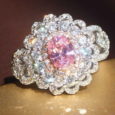 China Elegance Jewelry KYRA0787 FASHIONABLE High Quality Synthetic Pink 3A Zircon Rings For Women for sale