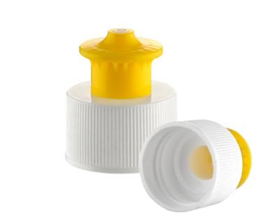 China JL-CP103A 24 28 410 Smooth Ribbed PP Plastic Push Pull Cap Plastic Sport Water Bottle Caps for sale