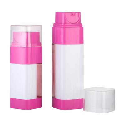 China JL-LB309 PET Lotion Bottle 50ml 80ml Dual Chamber Lotion Bottle With Single Head for sale